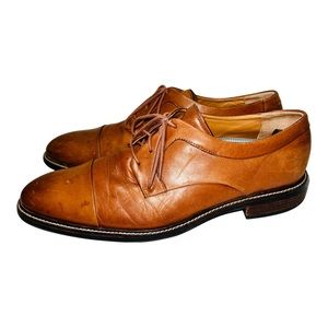 Cole Haan Men's British Tan Leather Warren Cap Toe Derby Oxford Size 11 M